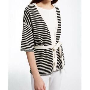 MaxMara Weekend Linen-Blend Knit Short Sleeve Wrap Cardigan Sweater Top Sz S